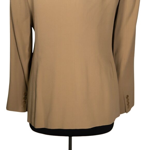 Ralph Lauren Women's Blazer Beige Wool Blend Stretch Work Career Suit Jacket 12 - Picture 8 of 10